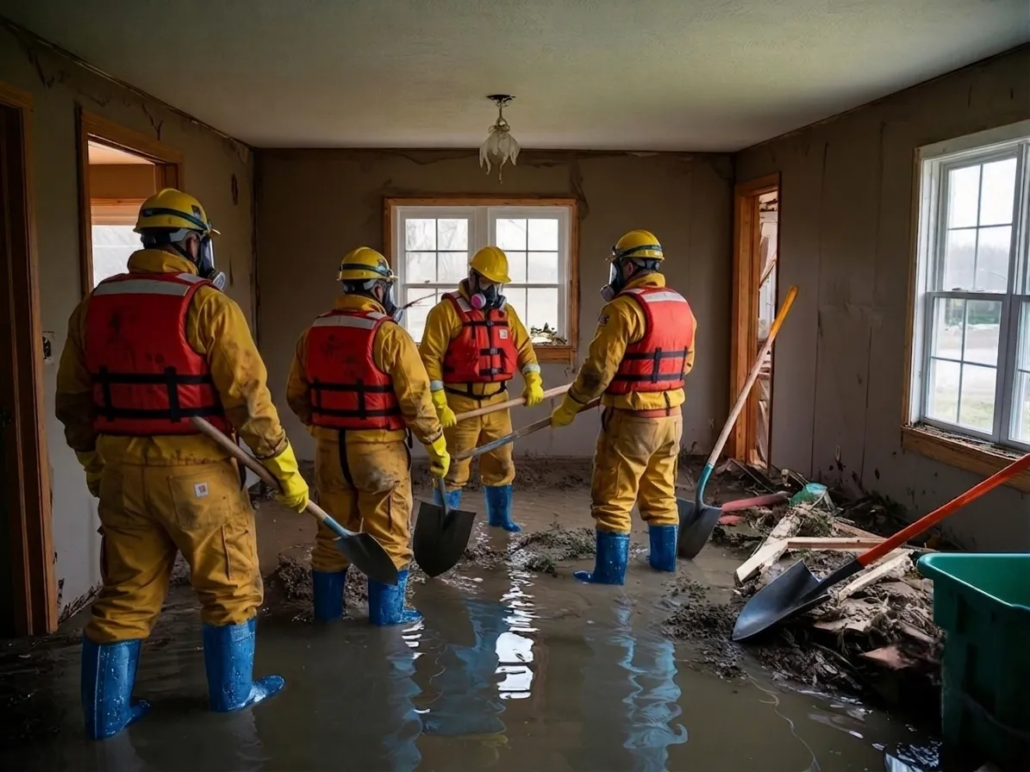Water Damage Repair Near Me: 7 Critical Steps Every Texas Homeowner Must Take in the First 24 Hours 33 water damage repair near me ; flooded San Antonio living room with standing water and tide marks on walls