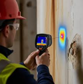 Water Damage Restoration Leon Valley: 5 Powerful Reasons Local Response Time Makes All the Difference 4 Restoration technician using thermal imaging camera during water damage restoration Leon Valley TX